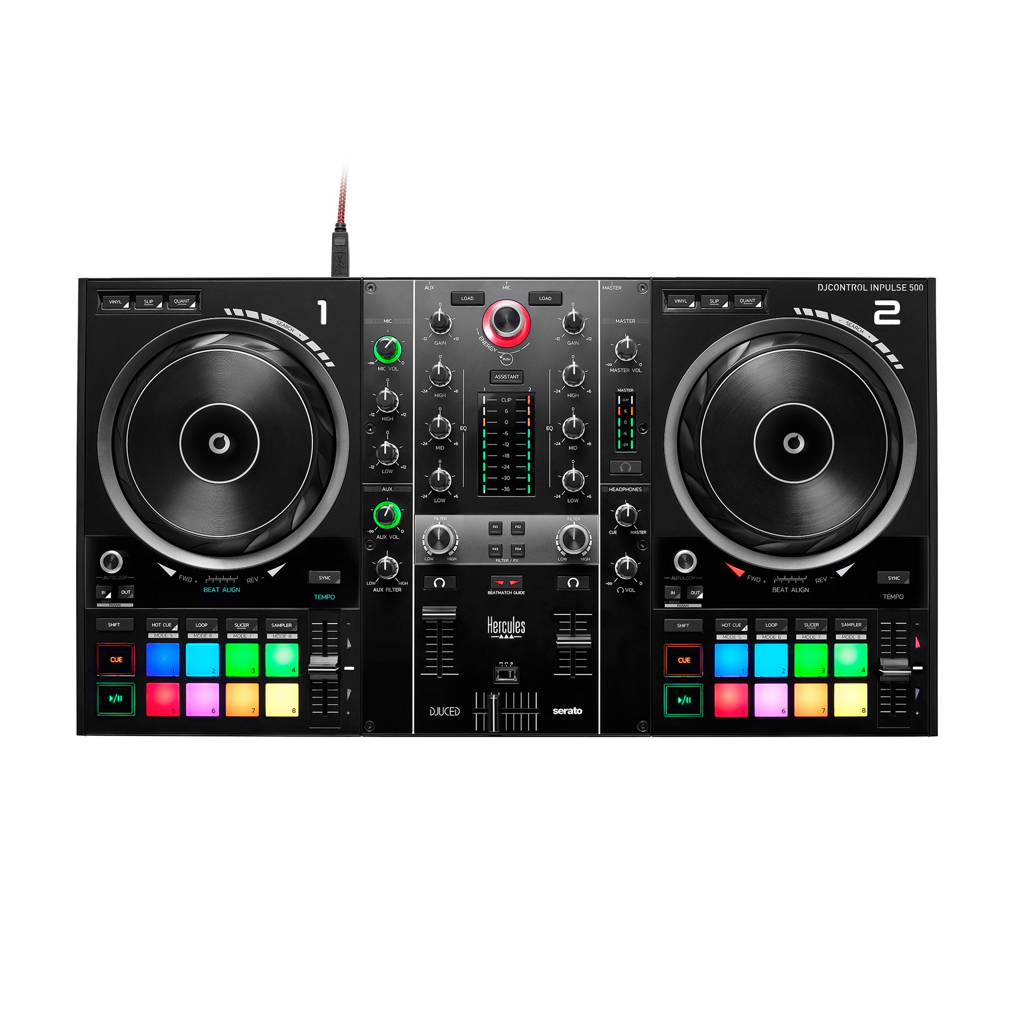 Hercules DJ Control INPULSE 500 | 2-Channel DJ Controller for Serato DJ Lite