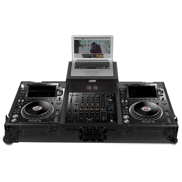 UDG Ultimate Flight Case Set Pioneer CDJ-3000/ DJM-A9 Black Plus (Laptop Shelf + Wheels)