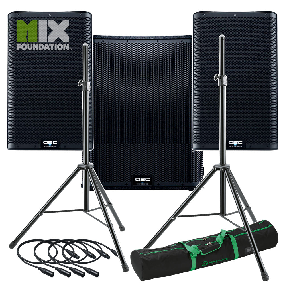 QSC K10.2 + KS118 | 7.6KW Powered 10" Speakers with Powered 18" Sub & Stands Package System 4