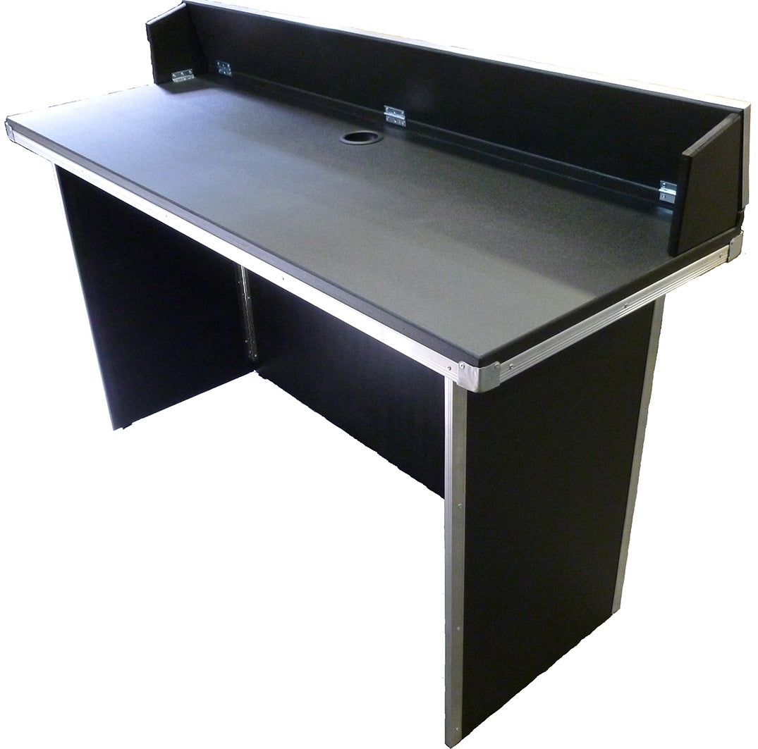 Portable Heavy-Duty DJ BOOTH-TABLE | Black Tolex Vinyl covered with Aluminium Trim