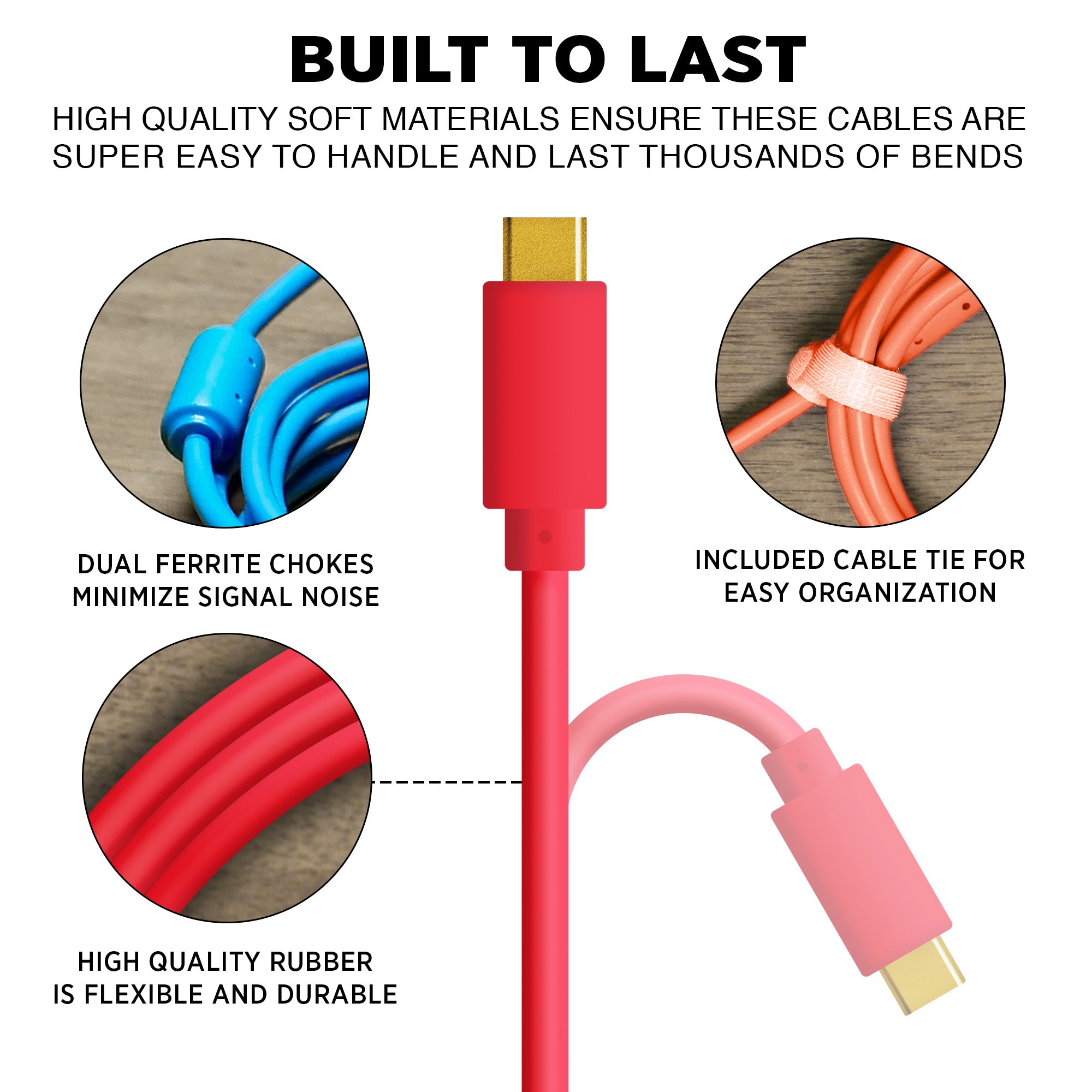 Chroma Cables Audio Optimized USB-C to B Straight Cable (Various Colours)