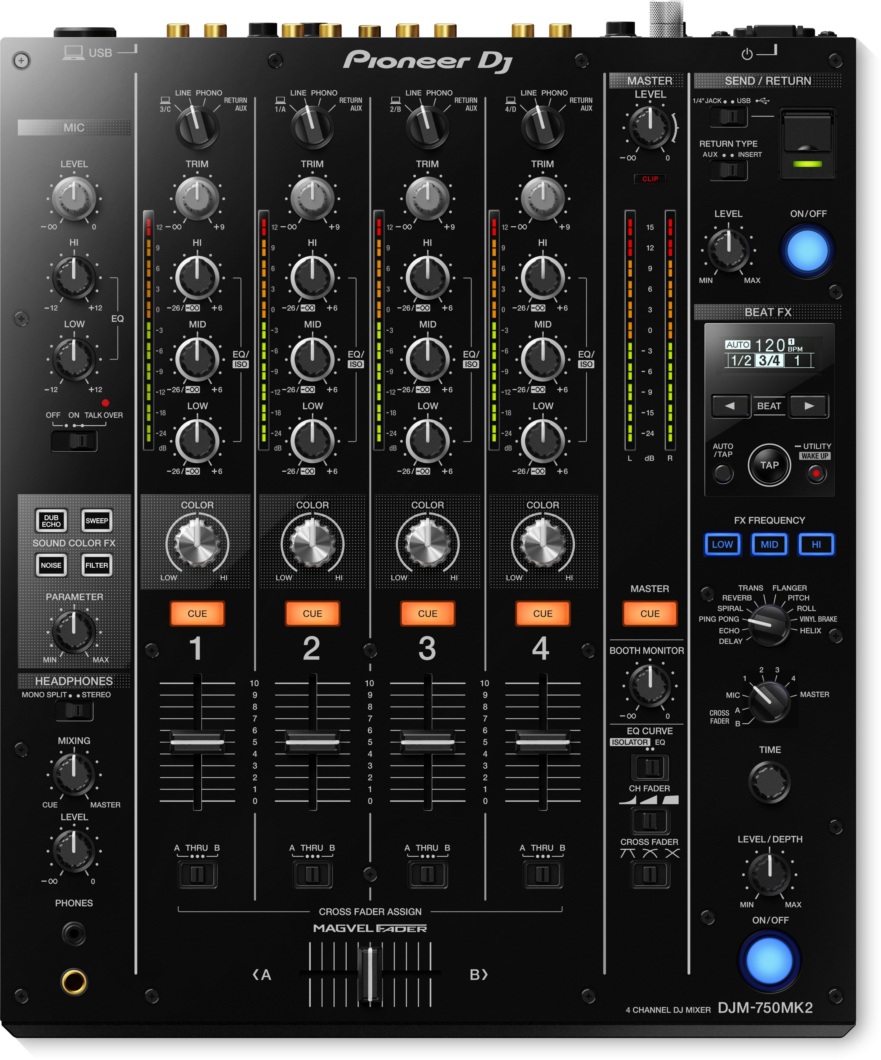 Pioneer DJM-750MK2 Professional 4-Channel DJ Mixer with Rekordbox DJ and Rekordbox DVS LTD STOCK